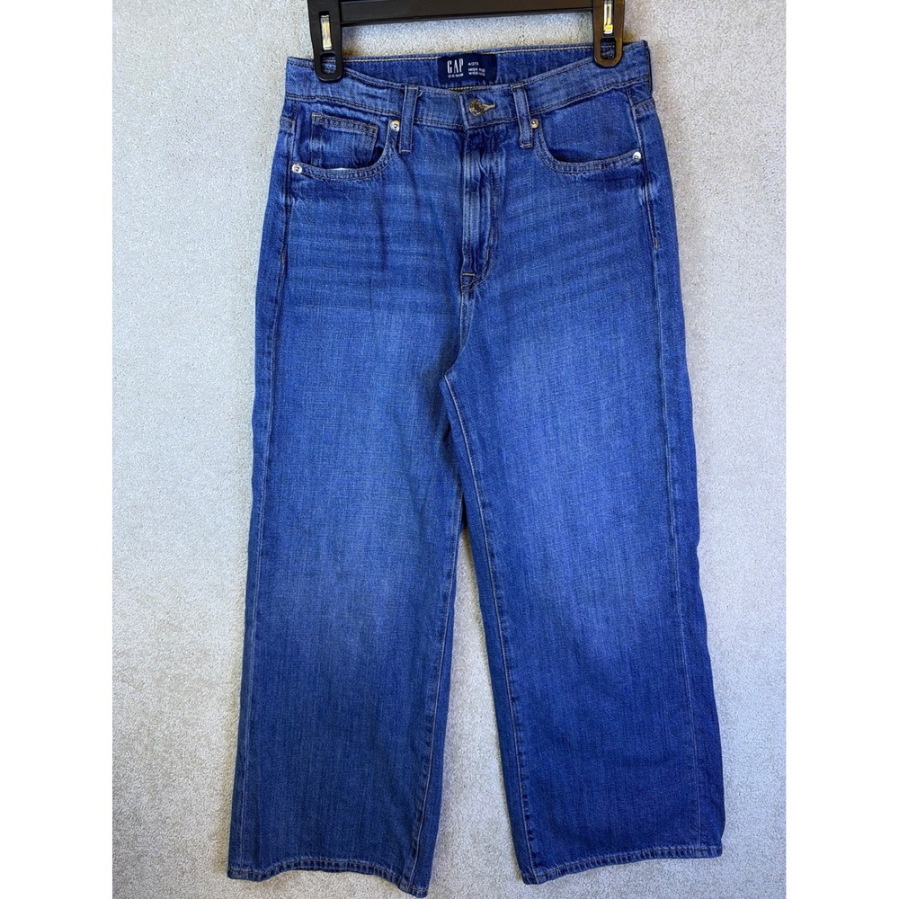 Gap Wide Leg Jeans Womens 4/27S Blue High Rise Denim 100% Cotton Retro Boho